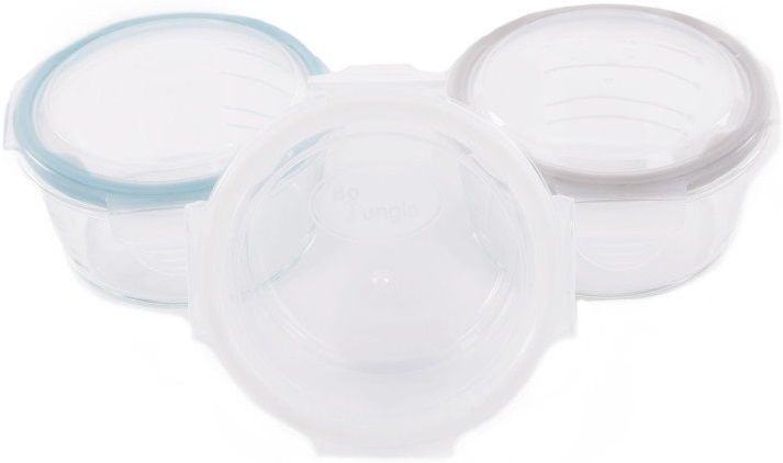 Bo Jungle sklenené misky s viečkami B-GLASS Bowls 280ml White / Blue /